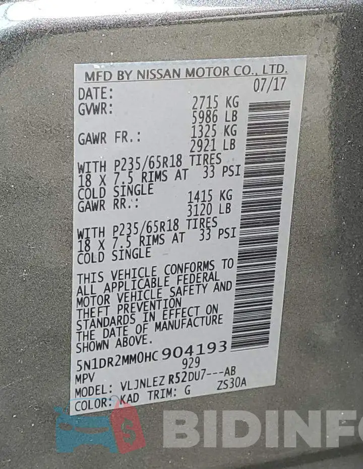 5N1DR2MM0HC904193 Photo# 13