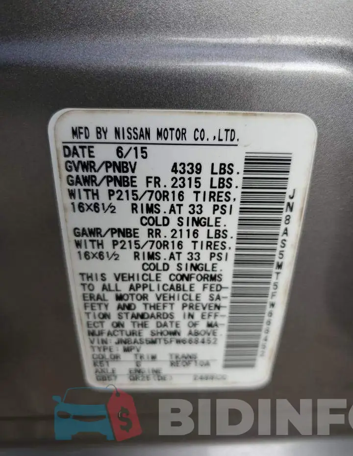 JN8AS5MT5FW668452 Photo# 14