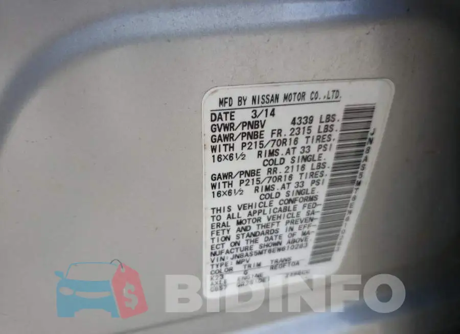 JN8AS5MT6EW610283 Photo# 14