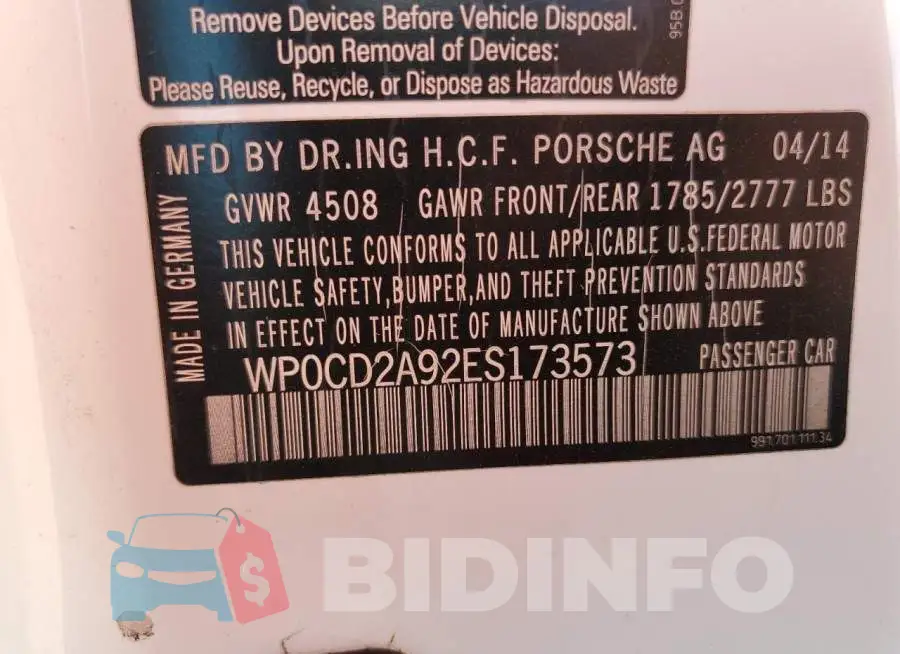 WP0CD2A92ES173573 Photo# 12