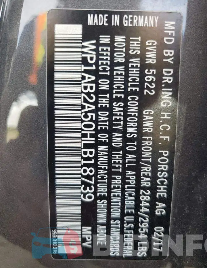 WP1AB2A50HLB18739 Photo# 13