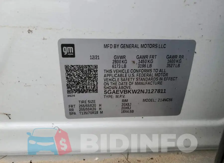 5GAEVBKW2NJ127811 Photo# 13