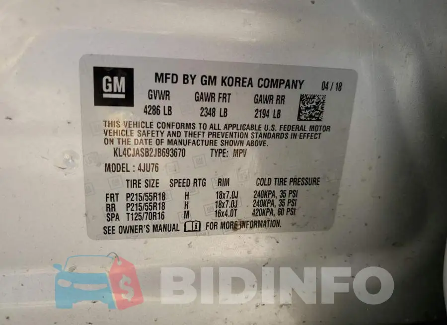 KL4CJASB2JB693670 Photo# 13