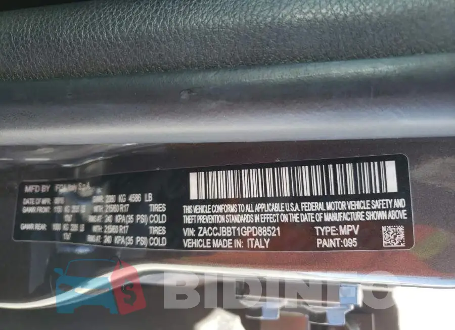 ZACCJBBT1GPD88521 Photo# 14