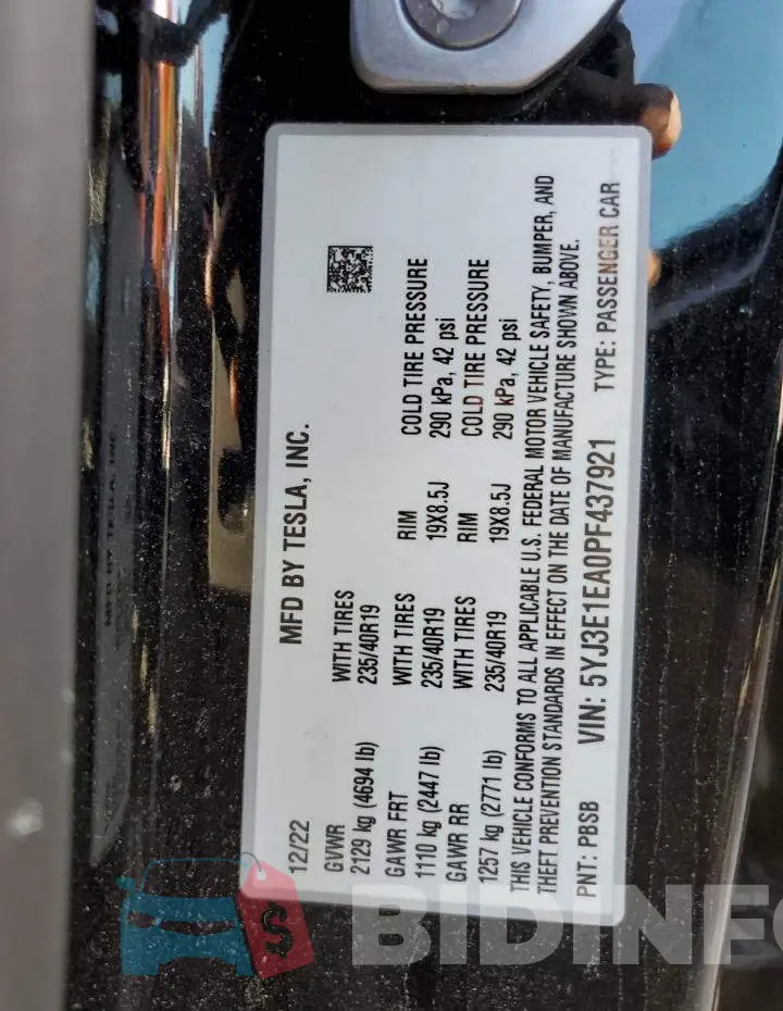 5YJ3E1EA0PF437921 Photo# 12