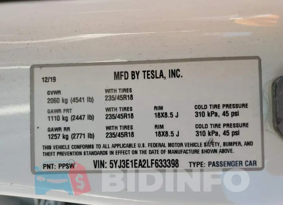 5YJ3E1EA2LF633398 Photo# 12