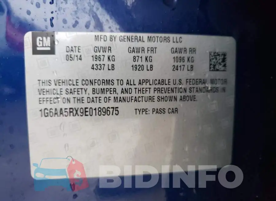 1G6AA5RX9E0189675 Photo# 13