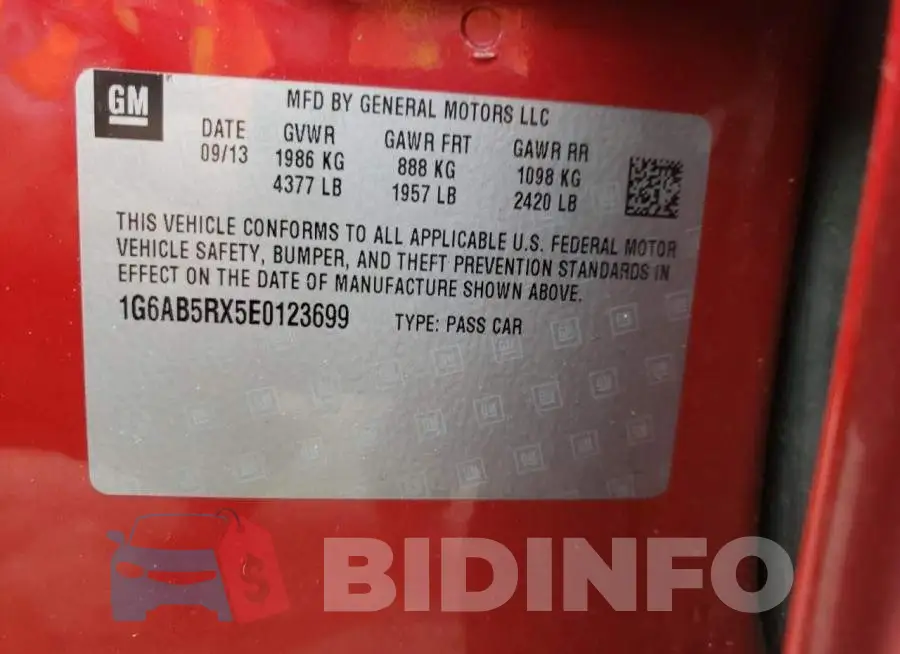 1G6AB5RX5E0123699 Photo# 12