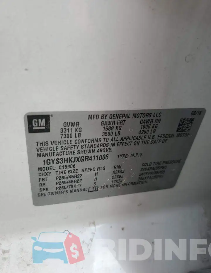 1GYS3HKJXGR411006 Photo# 13