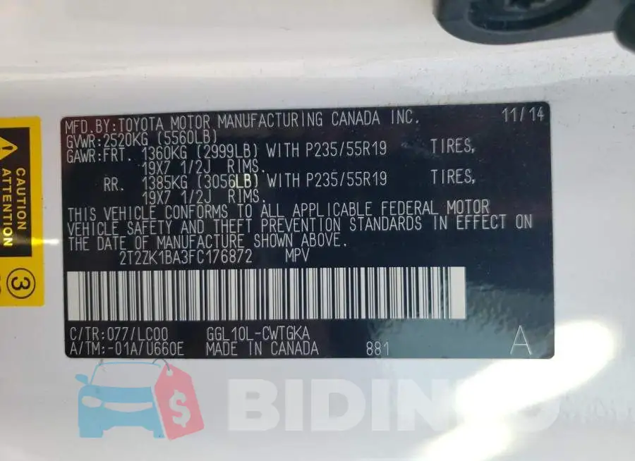 2T2ZK1BA3FC176872 Photo# 13