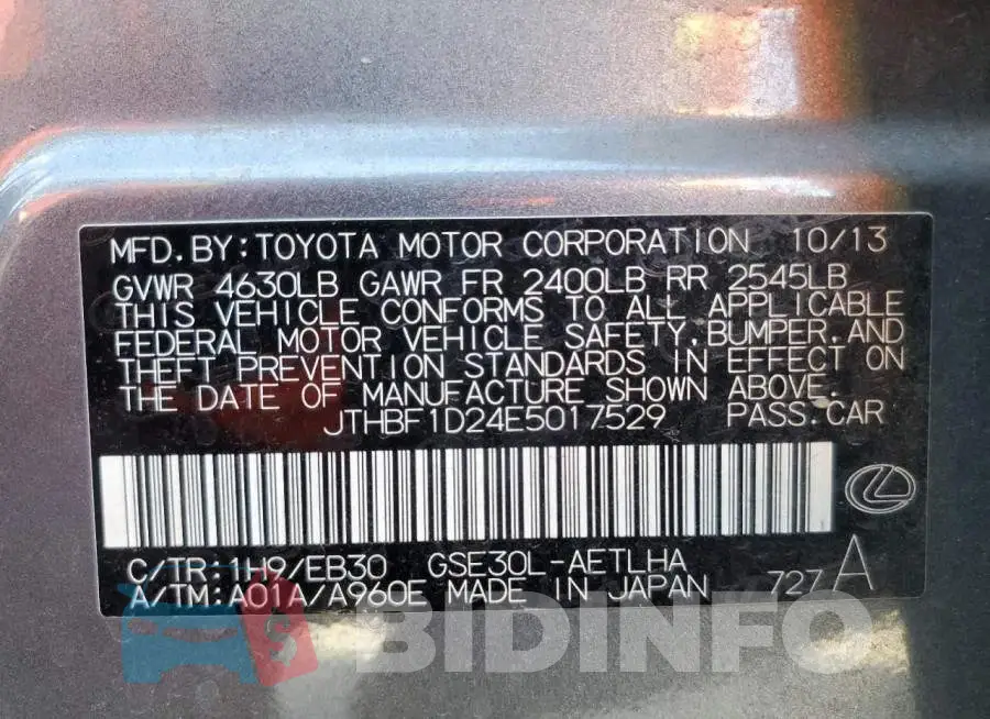 JTHBF1D24E5017529 Photo# 13