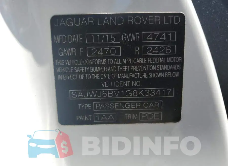 SAJWJ6BV1G8K33417 Photo# 12