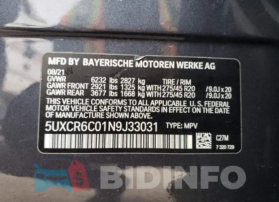 5UXCR6C01N9J33031 Photo# 13