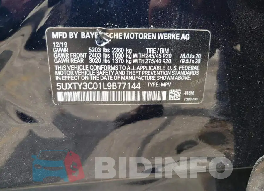 5UXTY3C01L9B77144 Photo# 12