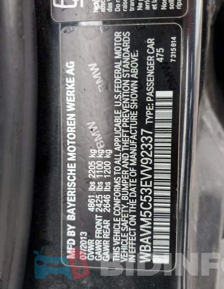 WBAVM5C53EVV92337 Photo# 12