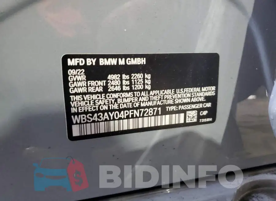 WBS43AY04PFN72871 Photo# 12