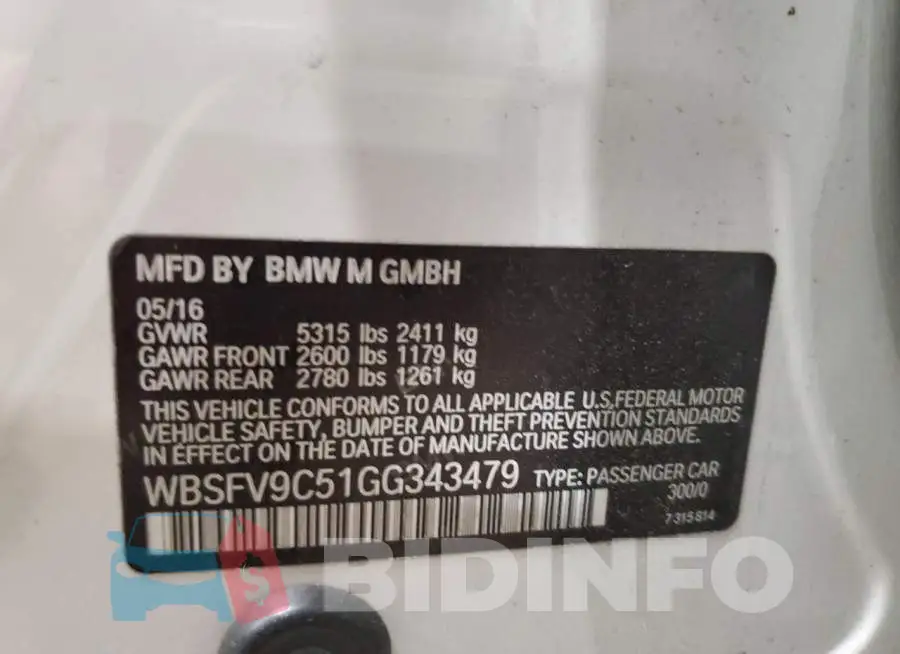 WBSFV9C51GG343479 Photo# 13