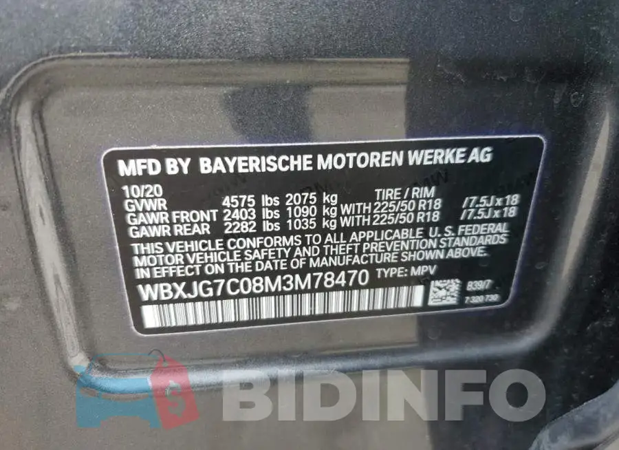 WBXJG7C08M3M78470 Photo# 13