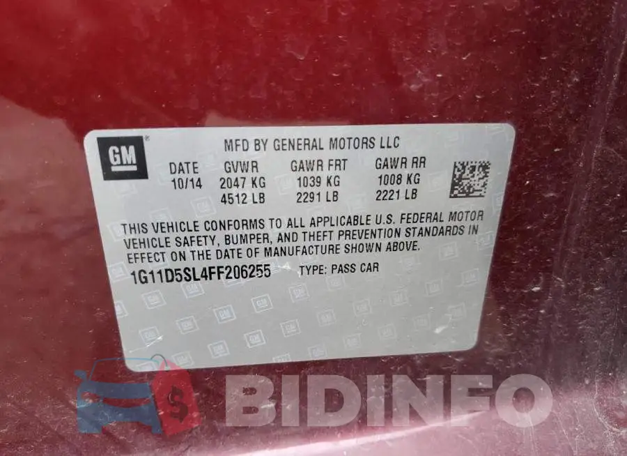 1G11D5SL4FF206255 Photo# 12