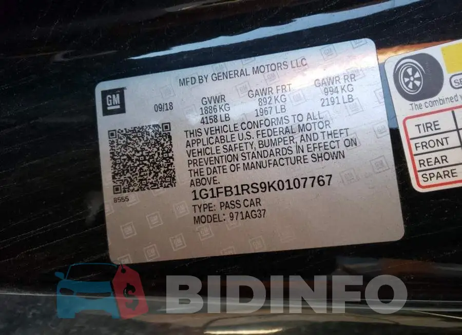 1G1FB1RS9K0107767 Photo# 12