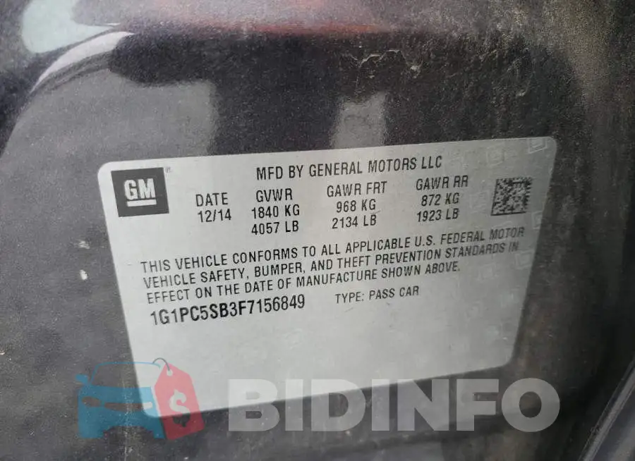 1G1PC5SB3F7156849 Photo# 12