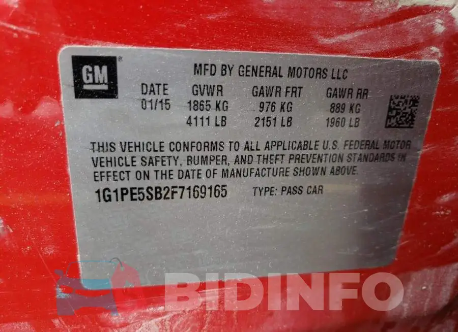 1G1PE5SB2F7169165 Photo# 12