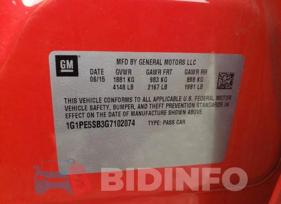 1G1PE5SB3G7102074 Photo# 13