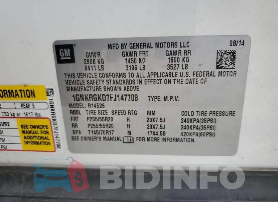 1GNKRGKD7FJ147708 Photo# 12