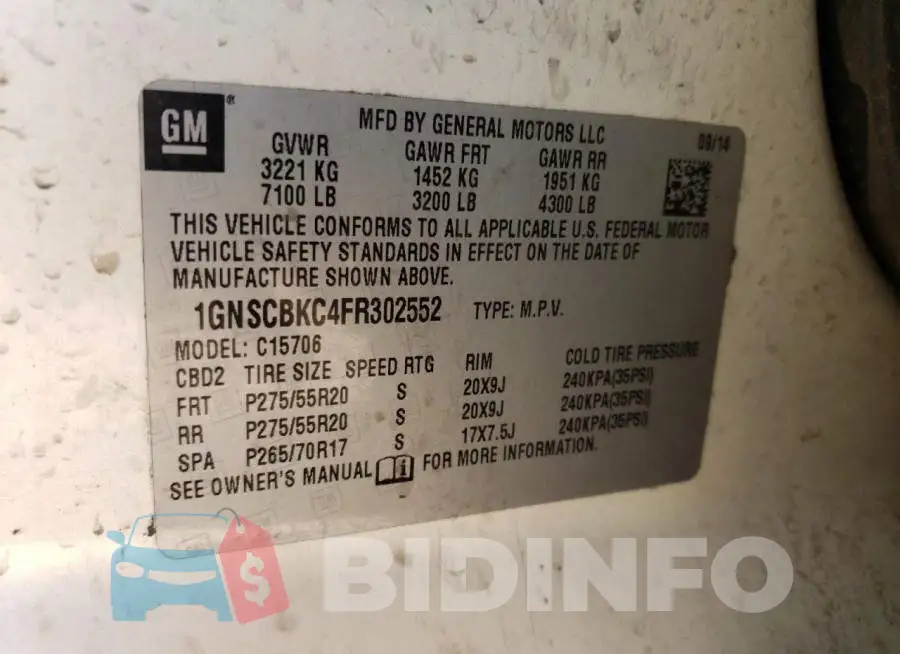 1GNSCBKC4FR302552 Photo# 12