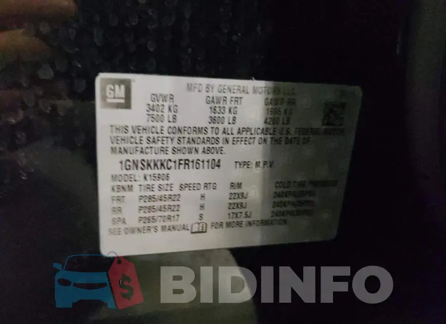 1GNSKKKC1FR161104 Photo# 13