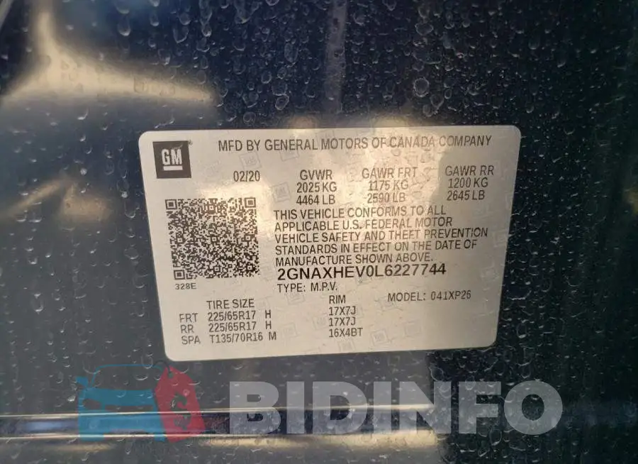 2GNAXHEV0L6227744 Photo# 13