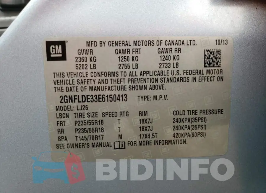2GNFLDE33E6150413 Photo# 13