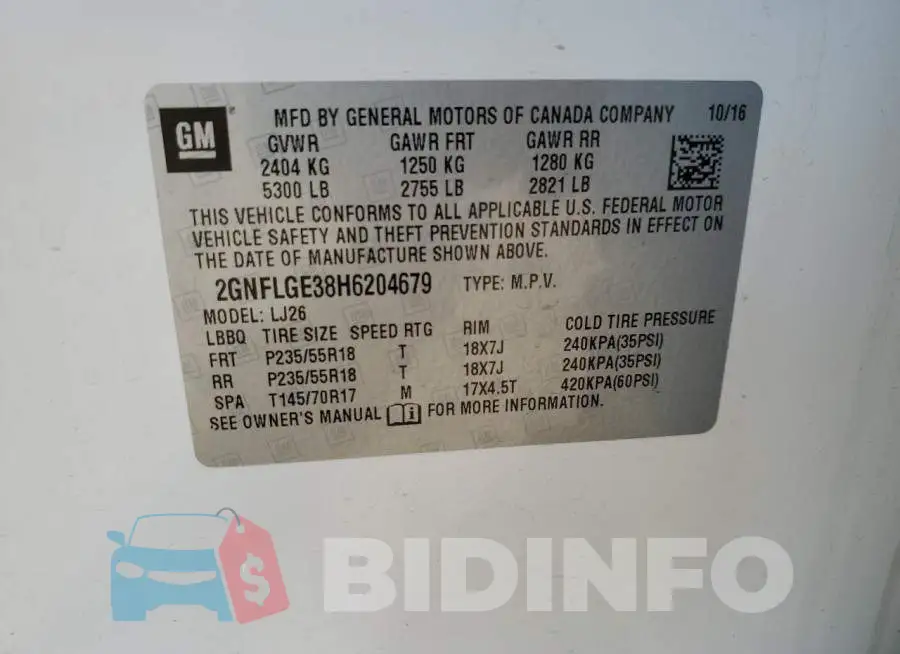 2GNFLGE38H6204679 Photo# 13