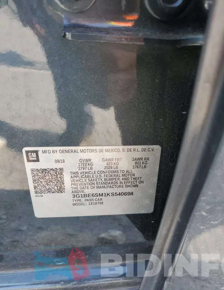 3G1BE6SM1KS540698 Photo# 12