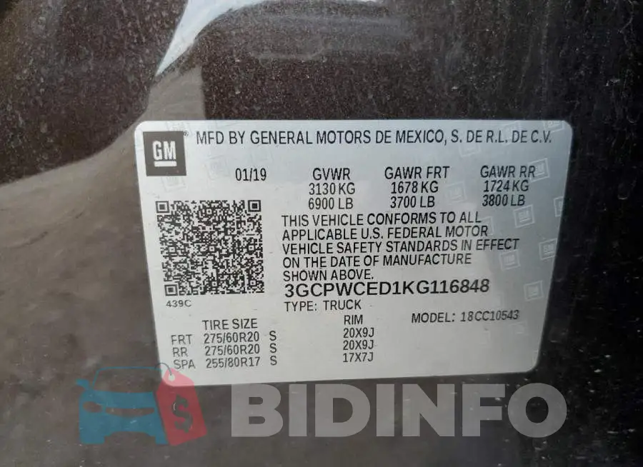 3GCPWCED1KG116848 Photo# 13