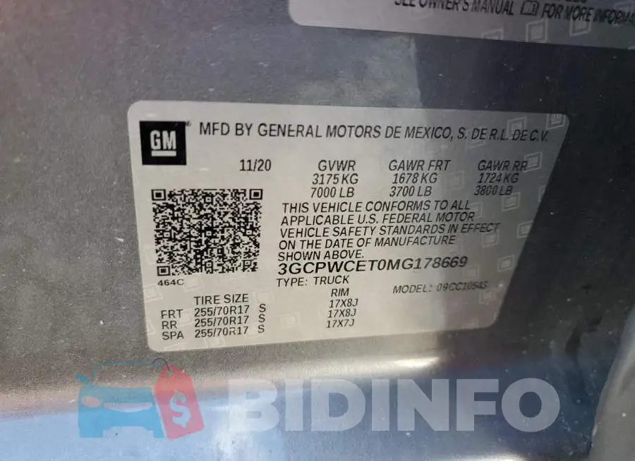 3GCPWCET0MG178669 Photo# 12
