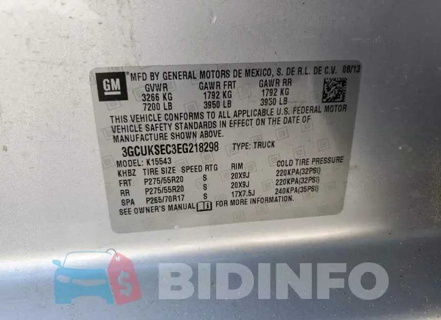 3GCUKSEC3EG218298 Photo# 13