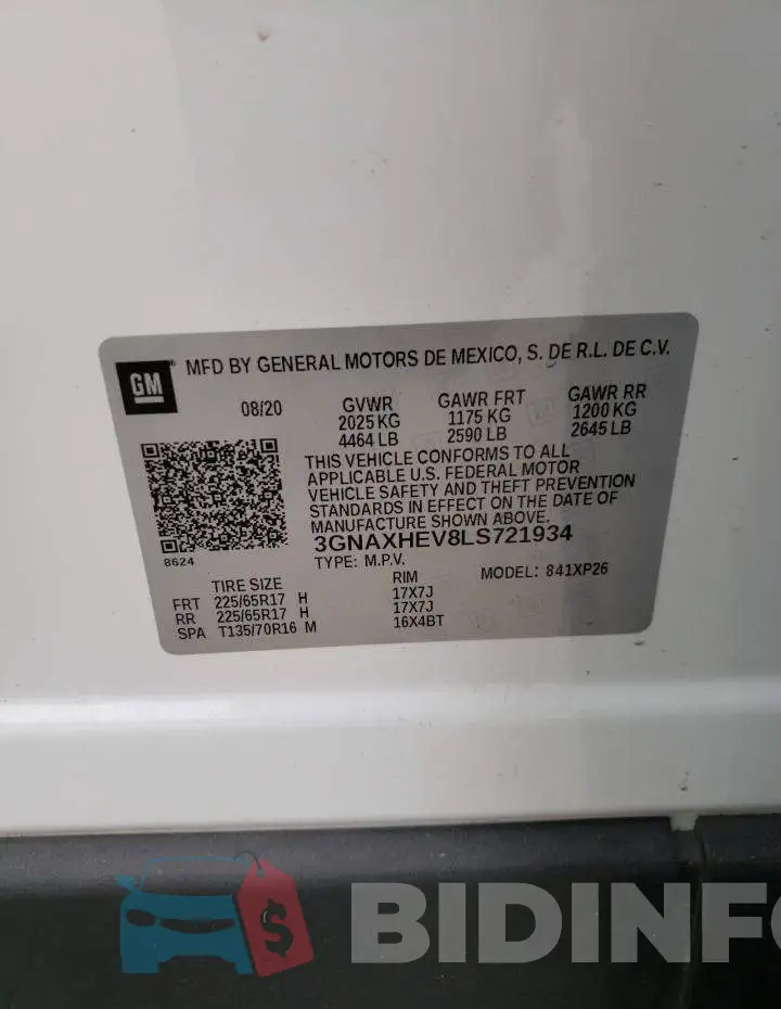 3GNAXHEV8LS721934 Photo# 14