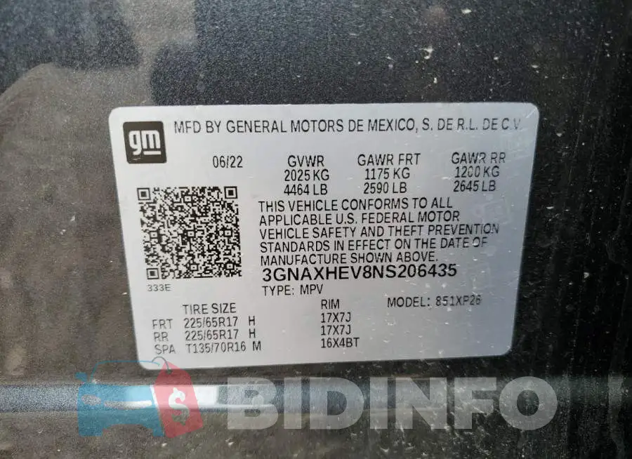 3GNAXHEV8NS206435 Photo# 13