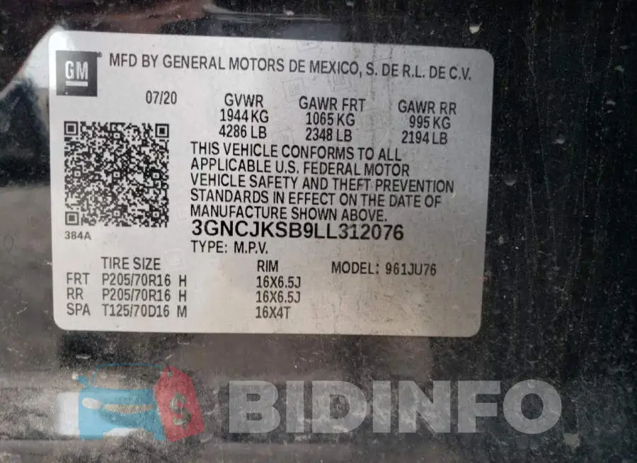 3GNCJKSB9LL312076 Photo# 13