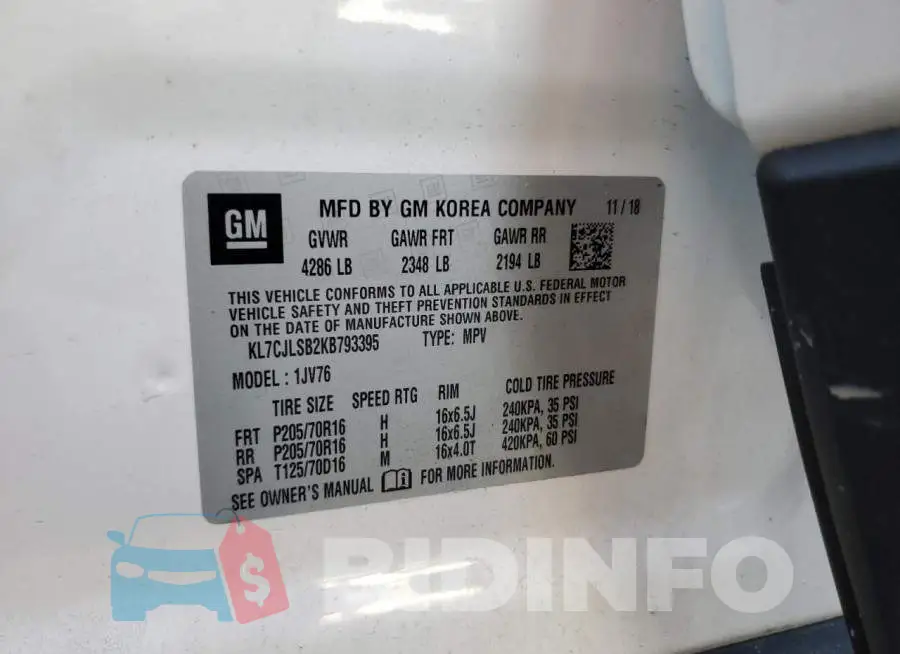 KL7CJLSB2KB793395 Photo# 12