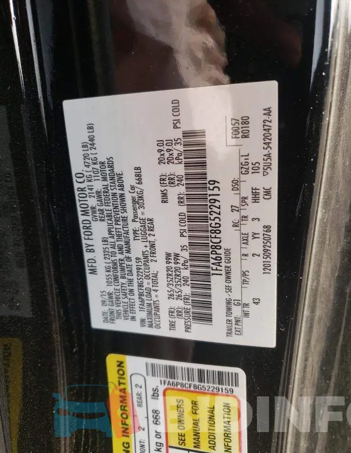 1FA6P8CF8G5229159 Photo# 13