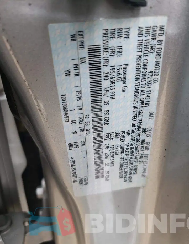 1FADP3E27FL361439 Photo# 12