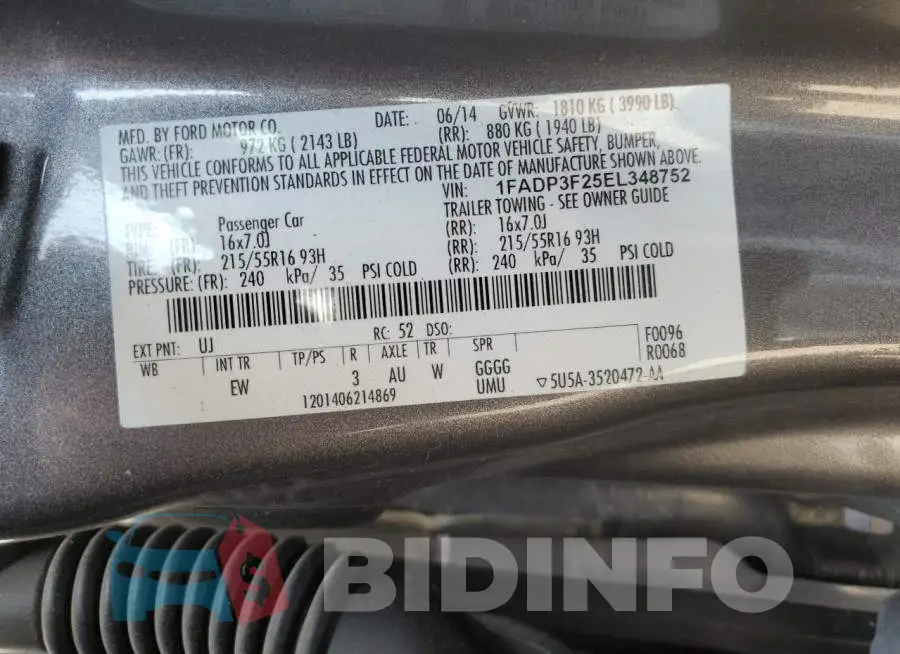 1FADP3F25EL348752 Photo# 12