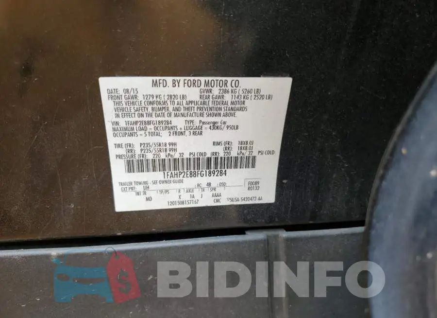1FAHP2E88FG189284 Photo# 12