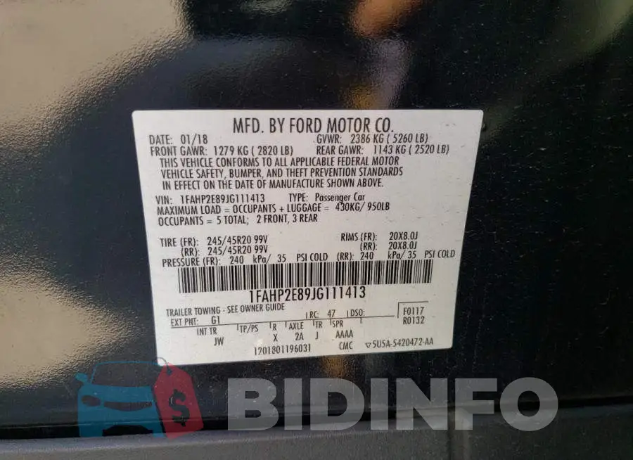 1FAHP2E89JG111413 Photo# 13