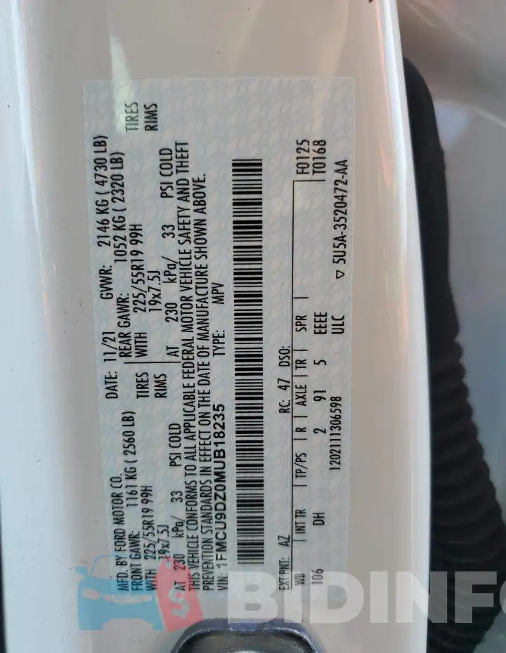 1FMCU9DZ0MUB18235 Photo# 13