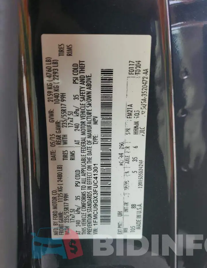 1FMCU9GX3FUC41301 Photo# 13