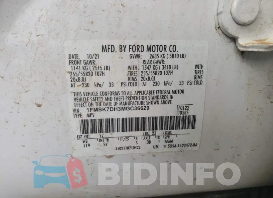 1FMSK7DH3MGC36629 Photo# 13