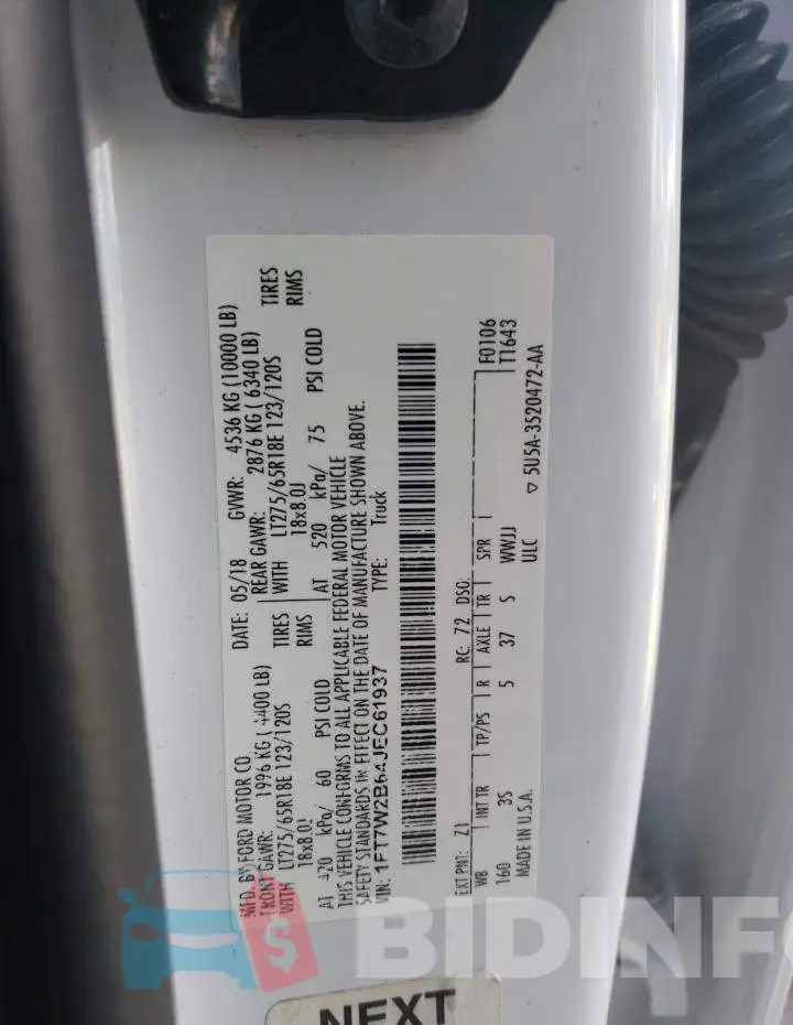 1FT7W2B64JEC61937 Photo# 12